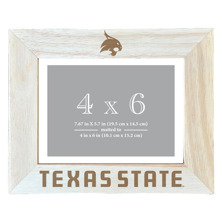 Texas State Bobcats Wooden Photo Frame - Customizable 4 x 6 Inch - Elegant Matted Display for Memories Image 2