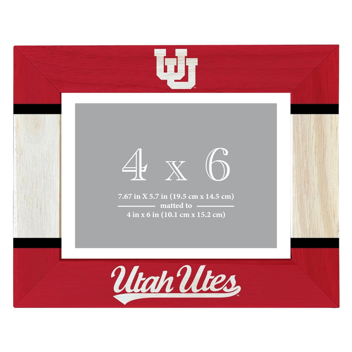 Utah Utes Wooden Photo Frame - Customizable 4 x 6 Inch - Elegant Matted Display for Memories Image 1