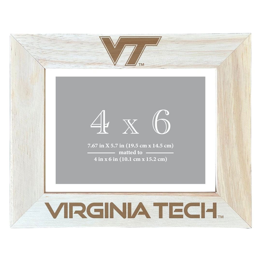 Virginia Tech Hokies Wooden Photo Frame Matted to 4 x 6 Inch Image 1