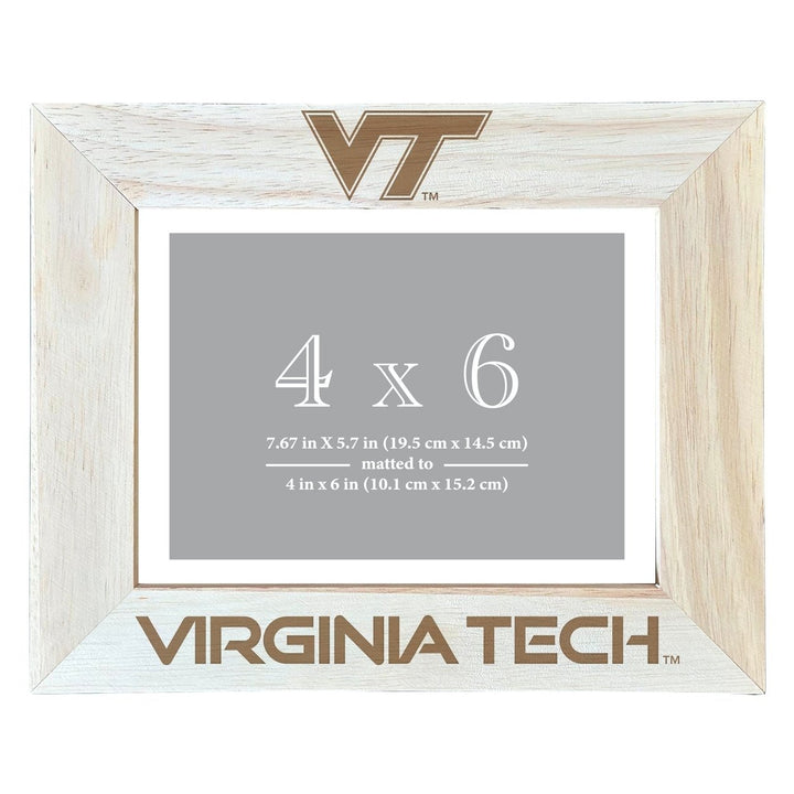 Virginia Tech Hokies Wooden Photo Frame - Customizable 4 x 6 Inch - Elegant Matted Display for Memories Image 2