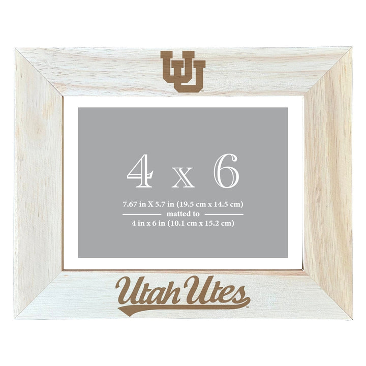 Utah Utes Wooden Photo Frame - Customizable 4 x 6 Inch - Elegant Matted Display for Memories Image 2