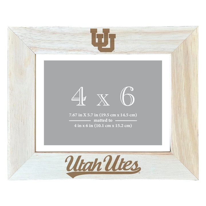 Utah Utes Wooden Photo Frame - Customizable 4 x 6 Inch - Elegant Matted Display for Memories Image 1