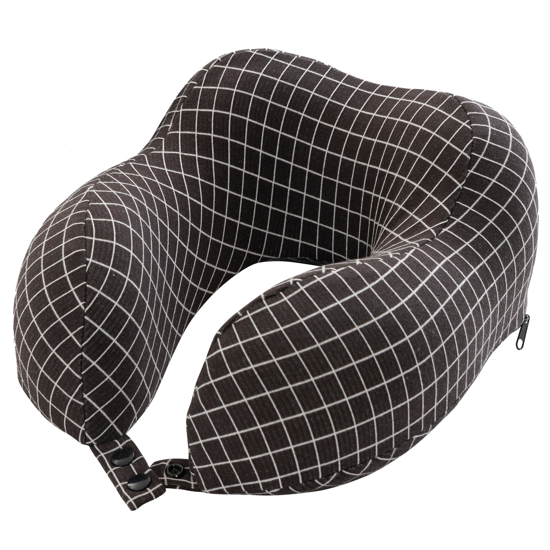 Home-Complete Memory Foam Travel Pillow Black Washable Cover Neck Support 11x9.4x5 Image 1