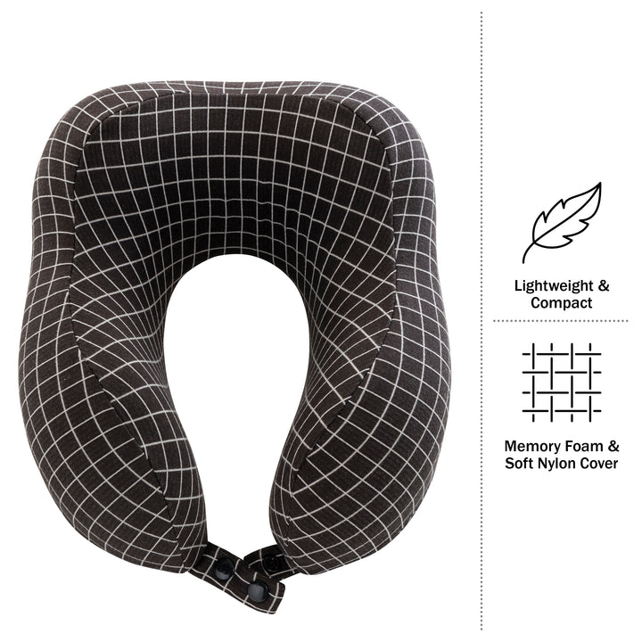 Home-Complete Memory Foam Travel Pillow Black Washable Cover Neck Support 11x9.4x5 Image 4