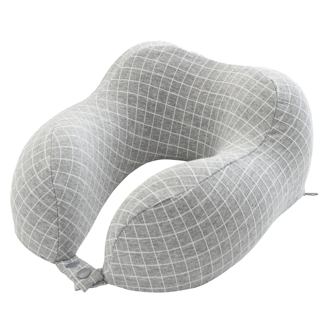 Home-Complete Memory Foam Travel Pillow Gray Washable Neck Support 11x9.4 Inches Image 1