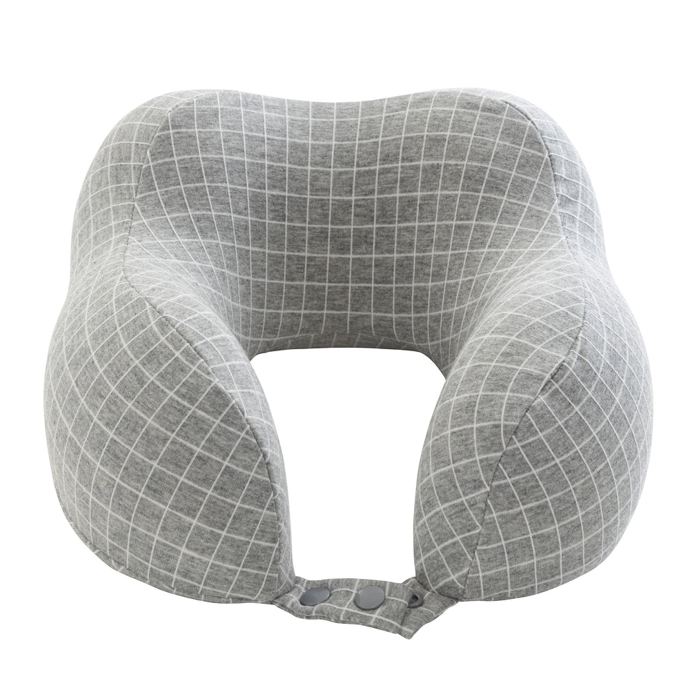 Home-Complete Memory Foam Travel Pillow Gray Washable Neck Support 11x9.4 Inches Image 2