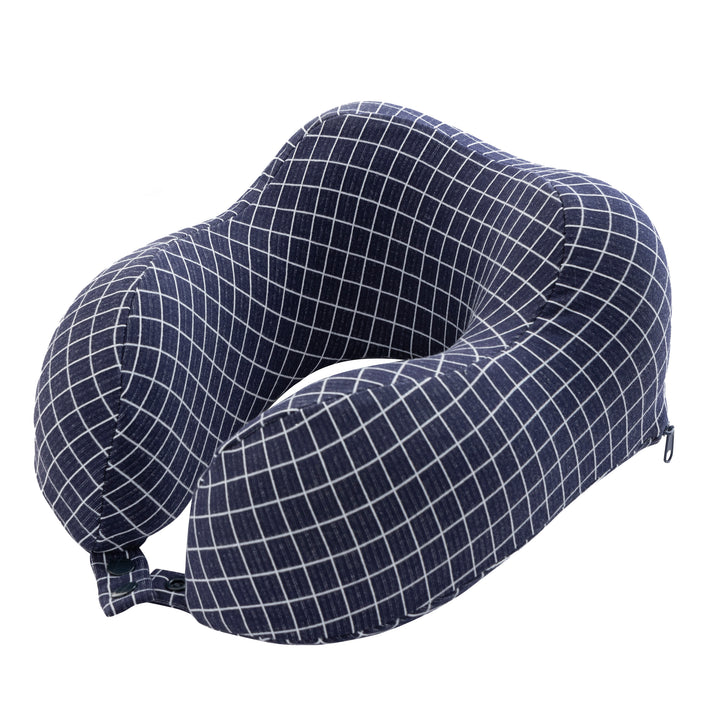 Home-Complete Travel Pillow Memory Foam Washable Cover Navy 11x9.4x5 Inches Image 1