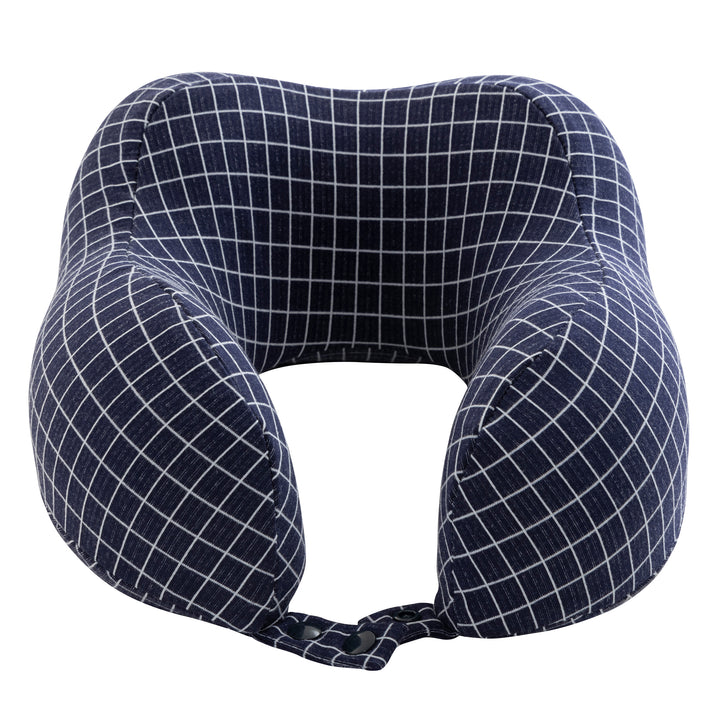 Home-Complete Travel Pillow Memory Foam Washable Cover Navy 11x9.4x5 Inches Image 2