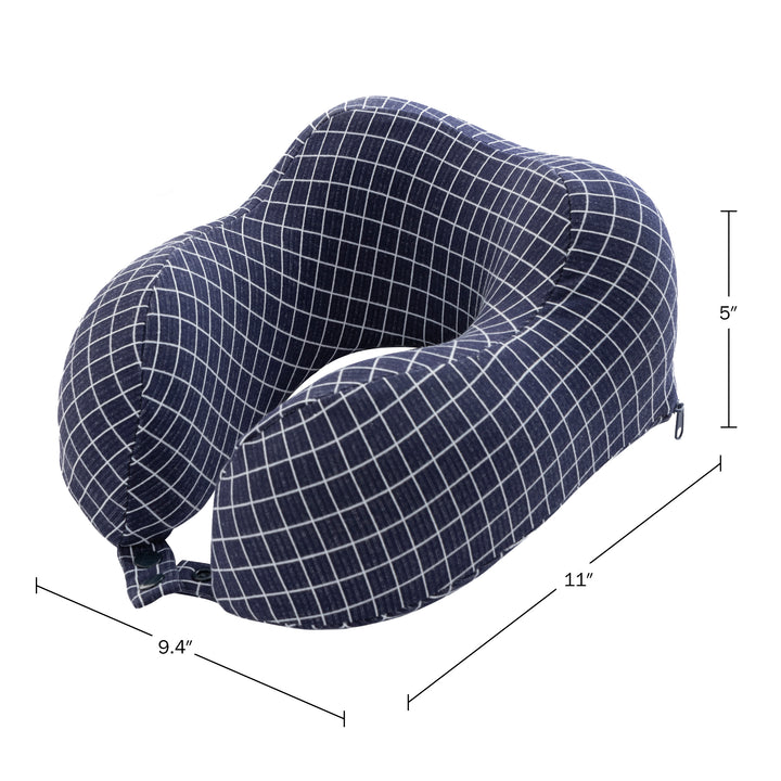 Home-Complete Travel Pillow Memory Foam Washable Cover Navy 11x9.4x5 Inches Image 3