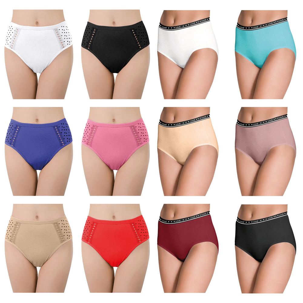 12-Pack: Womens Ultra Soft Moisture Wicking Panties Cotton Perfect Fit Underwear (Plus Sizes Available) Image 2