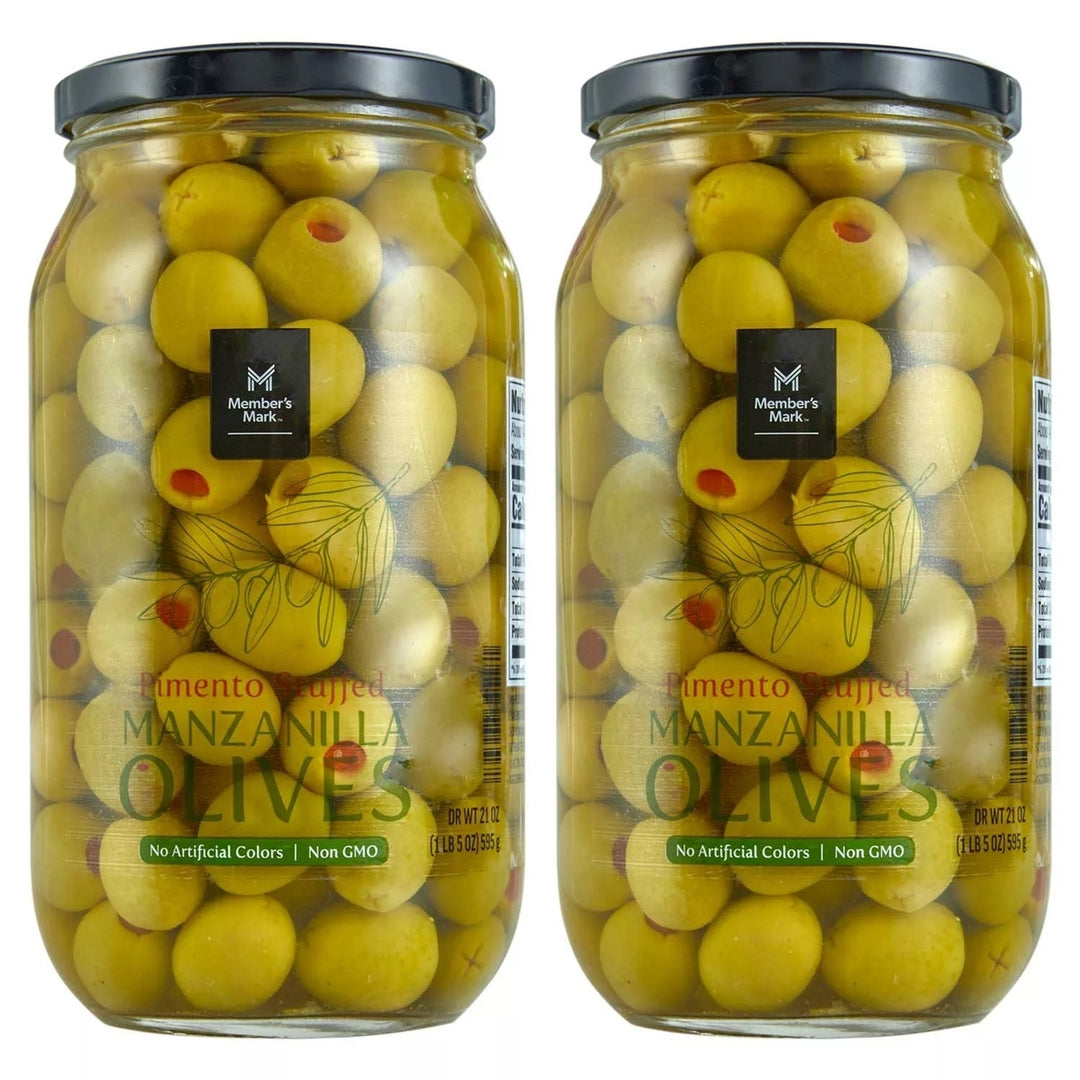 Members Mark Pimento Stuffed Manzanilla Olives 21 Ounce (Pack of 2) Image 1