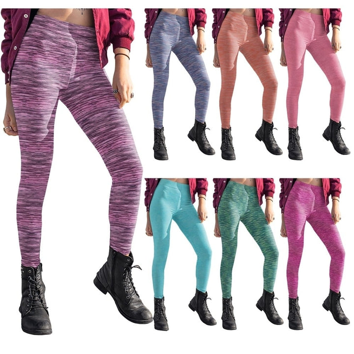 Womens Ultra-Soft Seamless Space Dye Yoga Leggings Multi-Pack Activewear Image 1