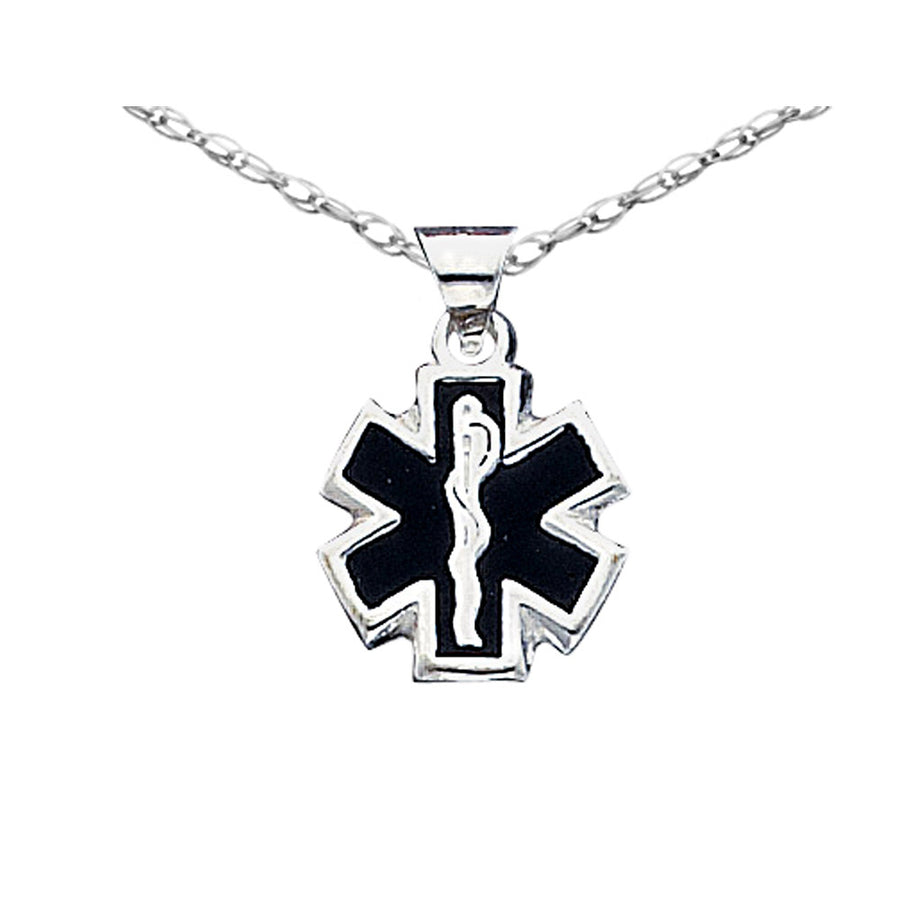 Enameled Medical Charm Pendant Necklace in Sterling Silver with Chain Image 1