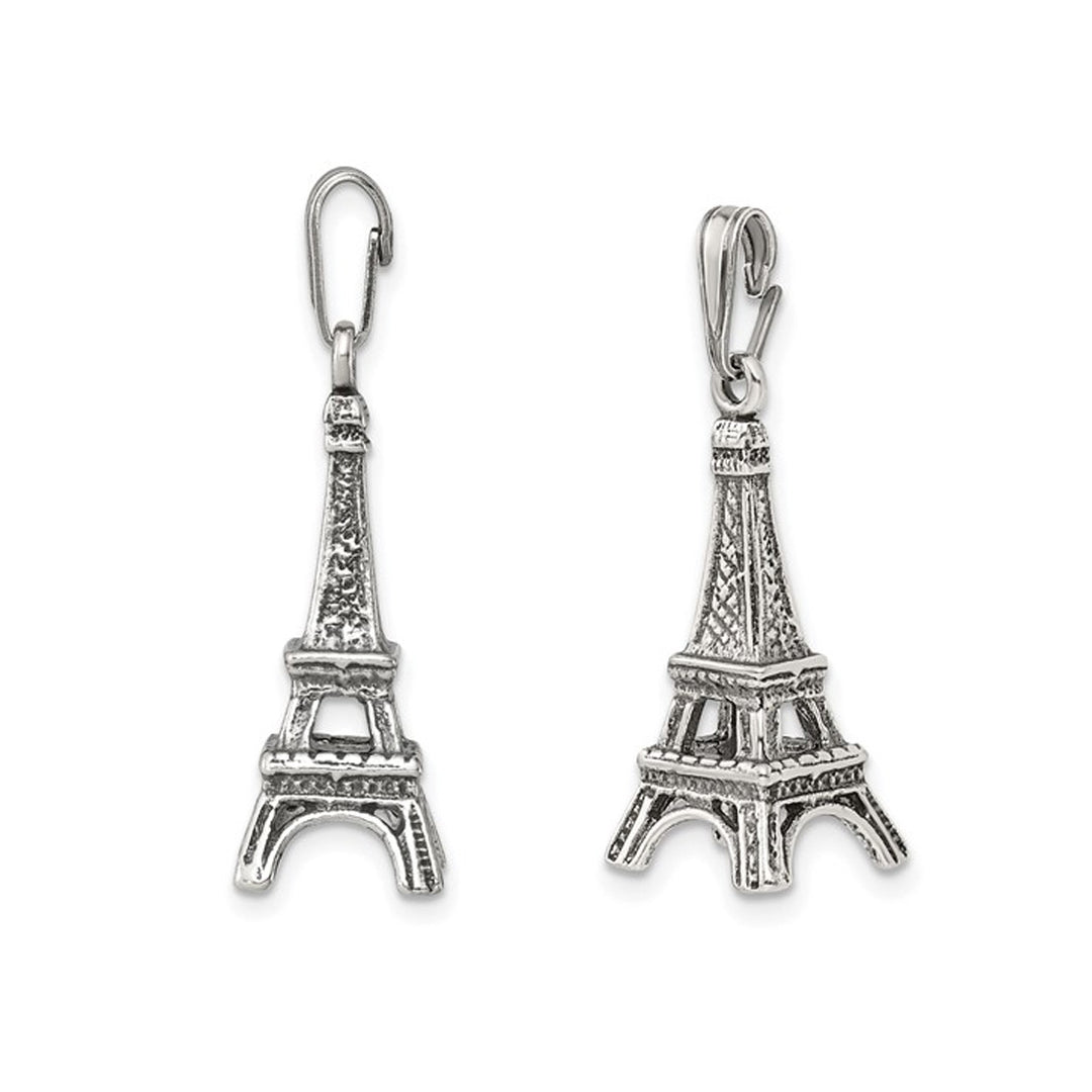 Eiffel Tower Charm Pendant Necklace in Sterling Silver with Chain Image 3