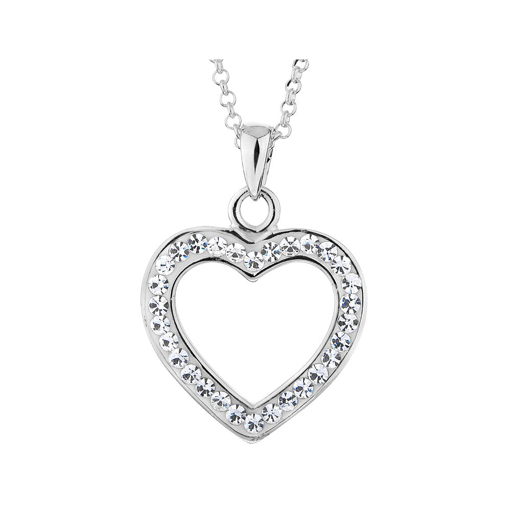 Synthetic Crystal Heart Pendant Necklace in Sterling Silver with Chain Image 1