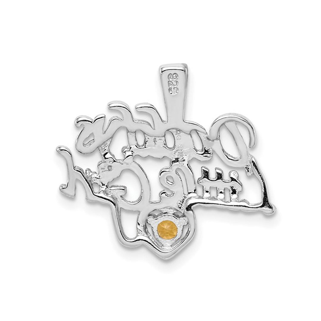 Daddys Little Girl Charm Pendant Necklace with Citrine in Sterling Silver with Chain Image 3