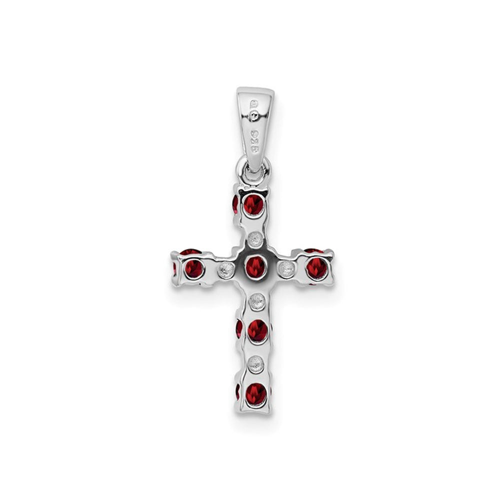 2/5 Carat (ctw) Garnet Cross Pendant Necklace in Sterling Silver with Chain Image 2