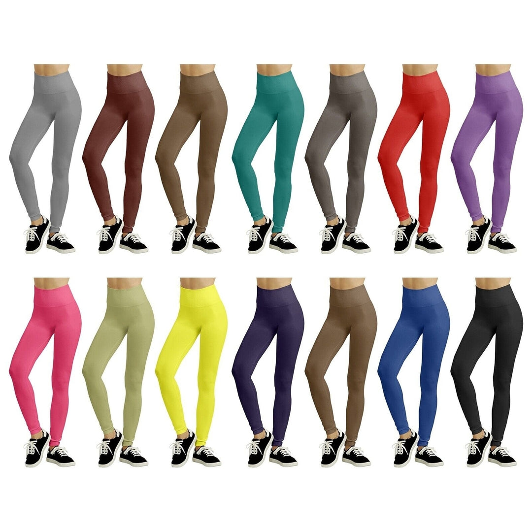 2-Pack: Womens Ultra-Soft Smooth High Waisted Fleece Lined Winter Warm Cozy Leggings Image 1
