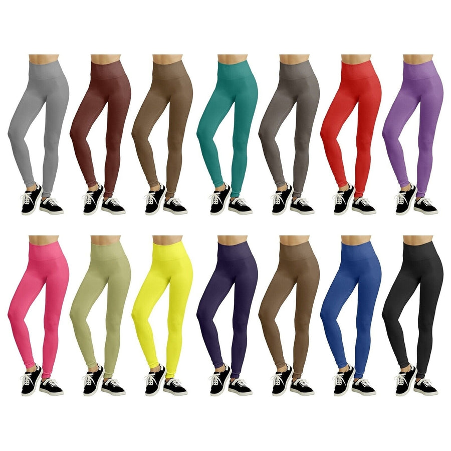 2-Pack: Womens Ultra-Soft Smooth High Waisted Fleece Lined Winter Warm Cozy Leggings Image 1