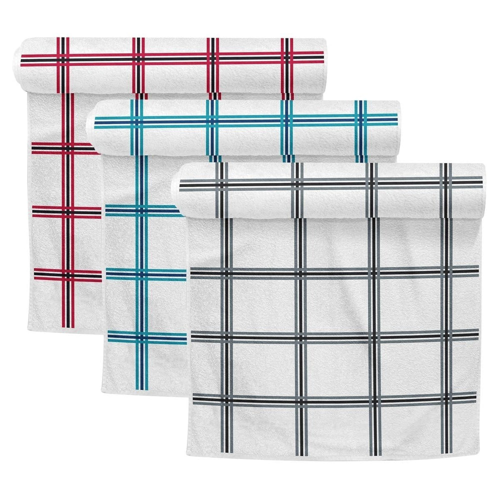 5-Pack: Oversized Absorbent Ultra-Soft 100% Cotton Plaid Premium Kitchen Dish Linen Towels 15"x25" Image 2