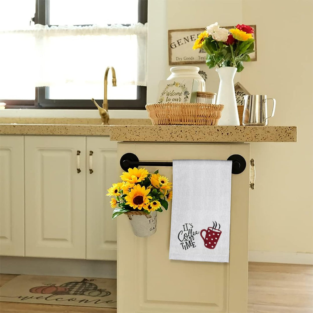 10-Pack: Ultra-Soft Super Absorbent Decorative 100% Cotton Embroidered Kitchen Dish Linen Towels Image 10