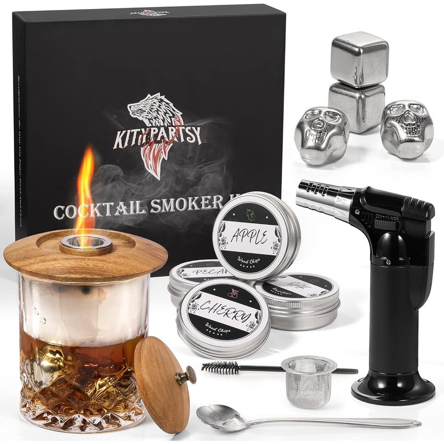 Kitypartsy Cocktail Smoker with TorchWood Chipsand stainless steel Ice Cubes Image 1