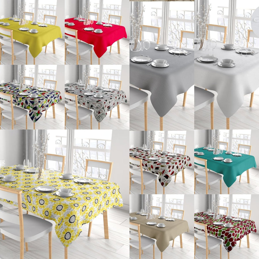 Kitchen Dining Water Resistant Oil Proof Flannel Back PVC Vinyl Tablecloth Image 1