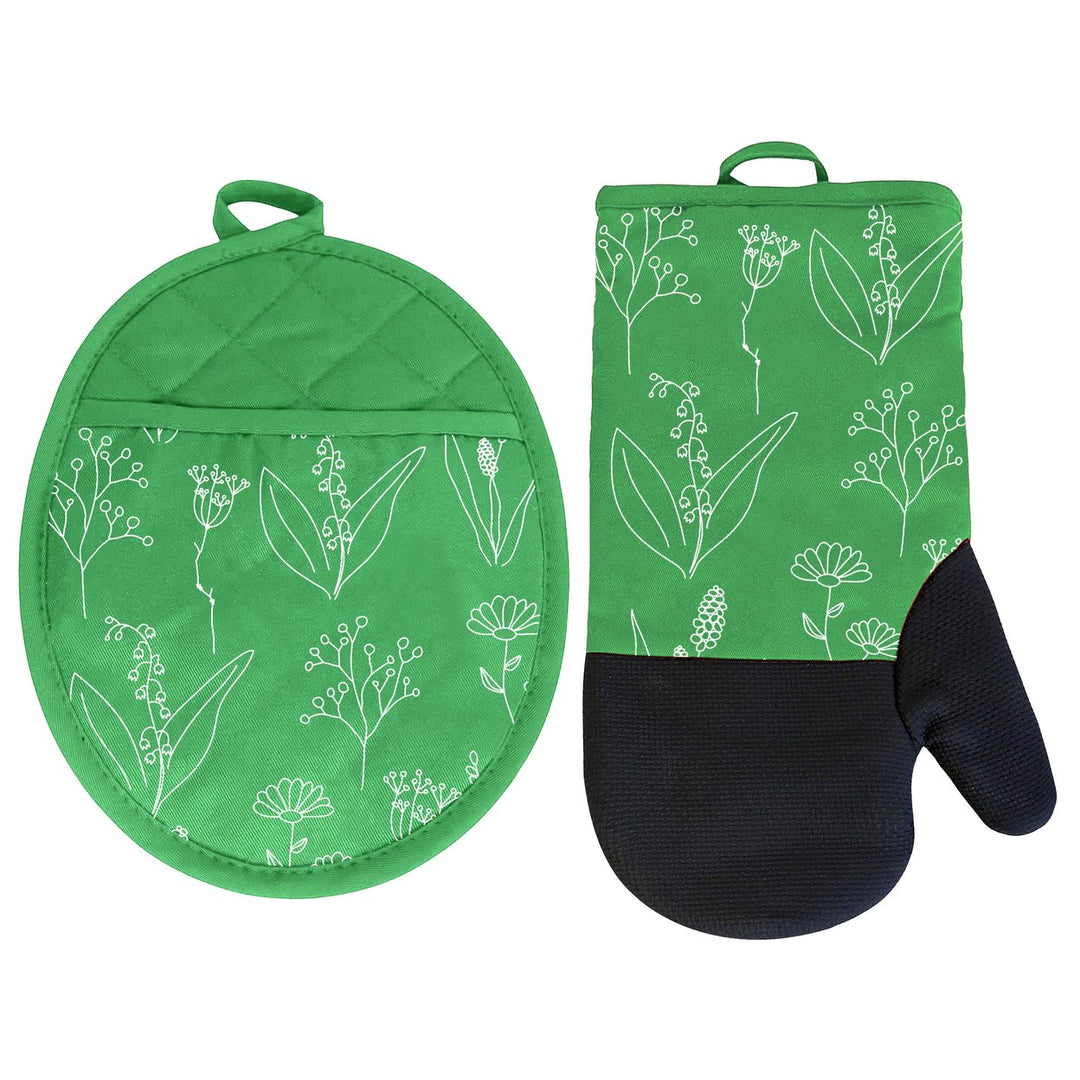 Neoprene Kitchen Set Oven Mitt Pot Holder 2-Piece Heat Resistant Cotton Image 7