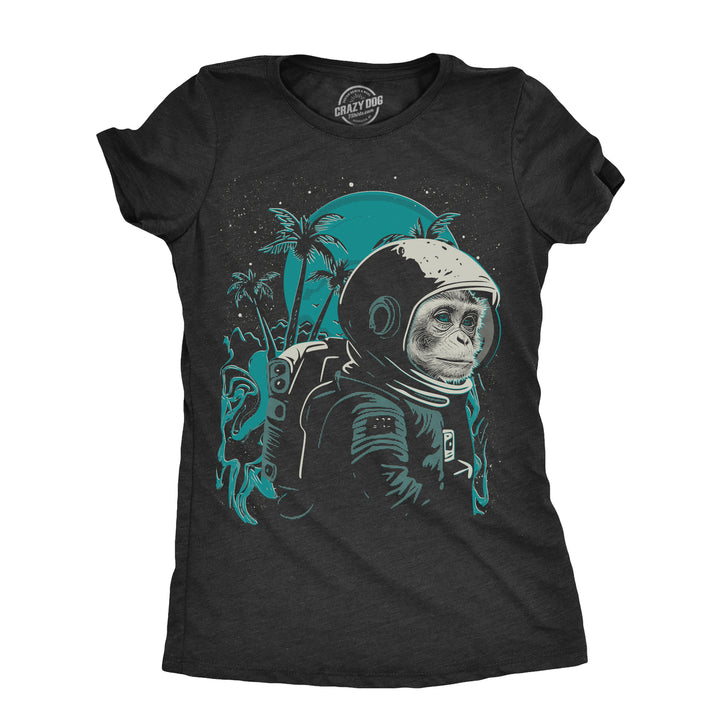 Womens Space Monkey T Shirt Funny Awesome Astronaut Ape Tee For Ladies Image 1