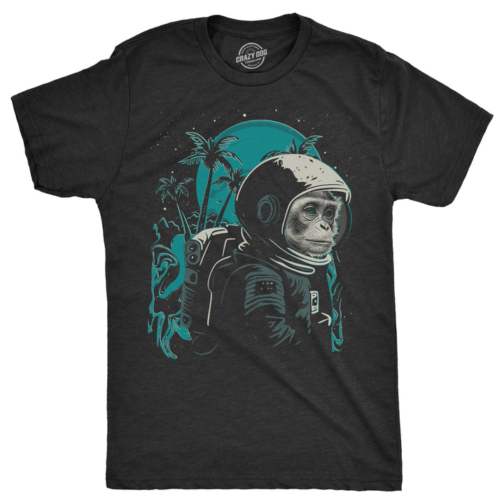 Mens Space Monkey T Shirt Funny Awesome Astronaut Ape Tee For Guys Image 1