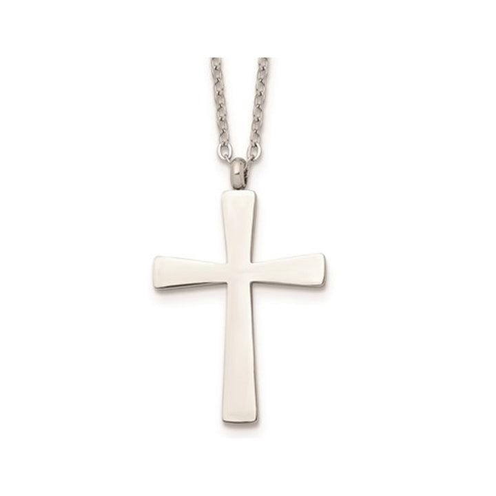 Mens Stainless Steel Cross Pendant Necklace with Chain Image 1