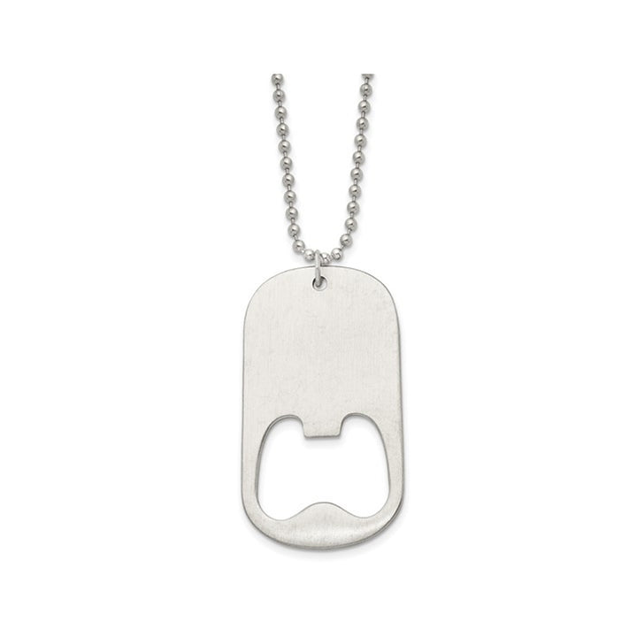 Mens Stainless Steel Bottle Opener Dogtag Pendant Necklace with Chain Image 1