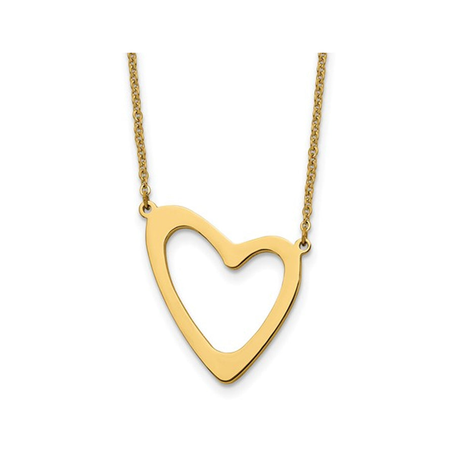 Stainless Steel Polished Yellow Plated Heart Pendant Necklace with 17 inch Extendable Necklace Image 1