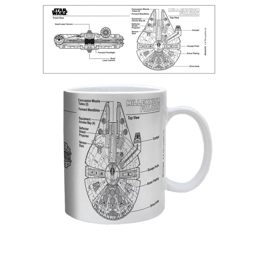 Star Wars Millennium Falcon Blueprints 11 oz. Ceramic Mug Image 1