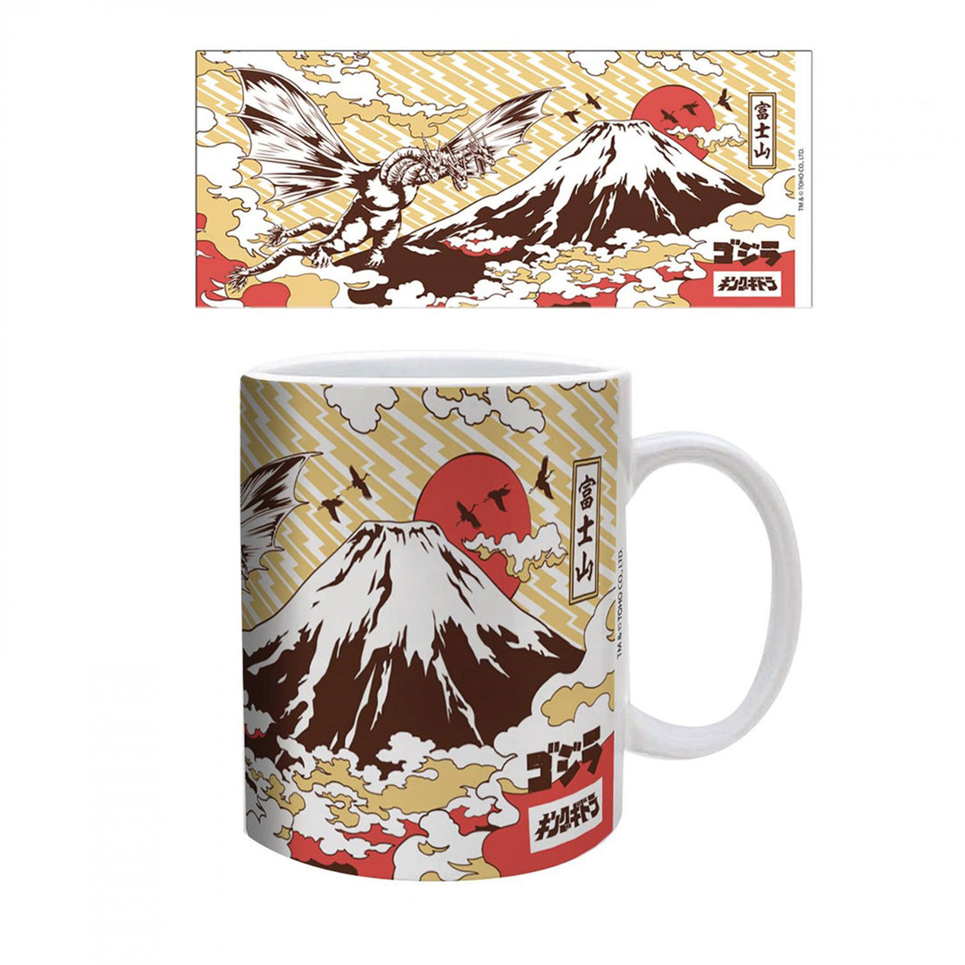 Godzilla Mt. Fuji Traditional Art 11 oz. Ceramic Mug Image 1