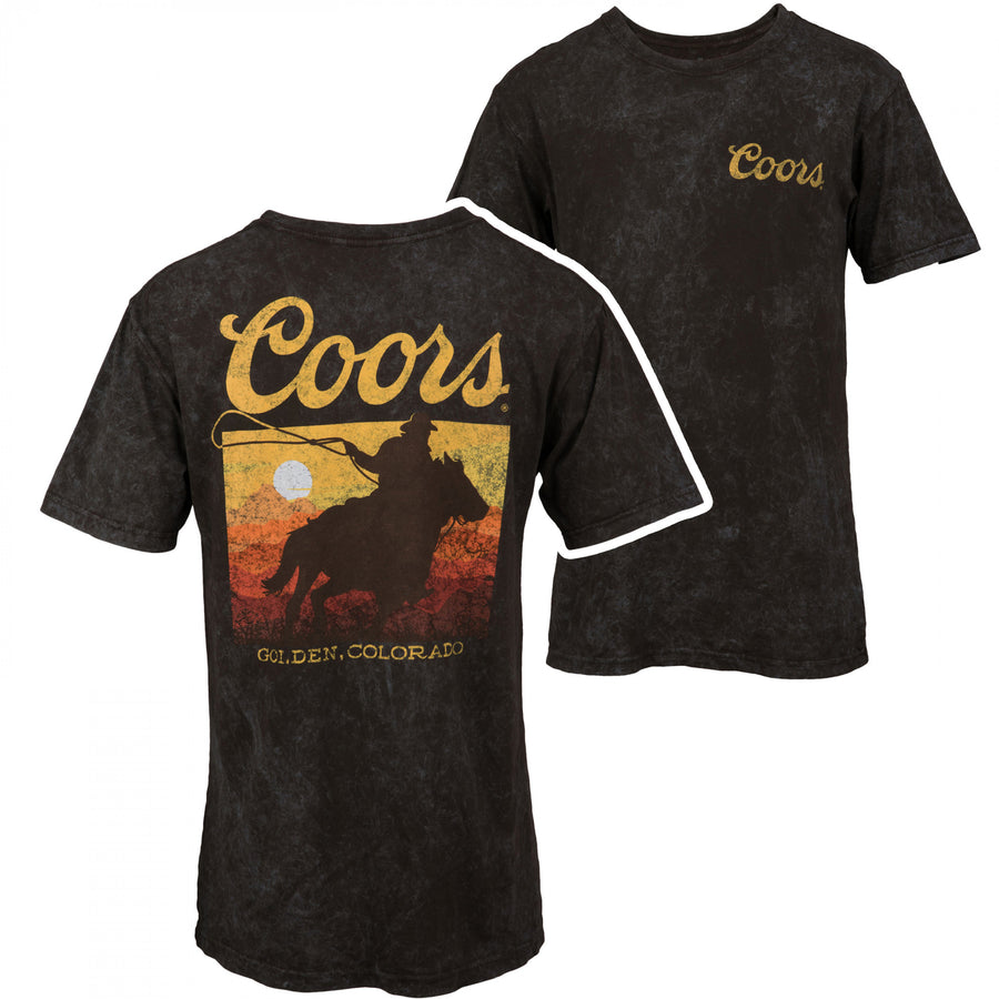 Coors Western Sunset Front and Back Print T-Shirt Image 1