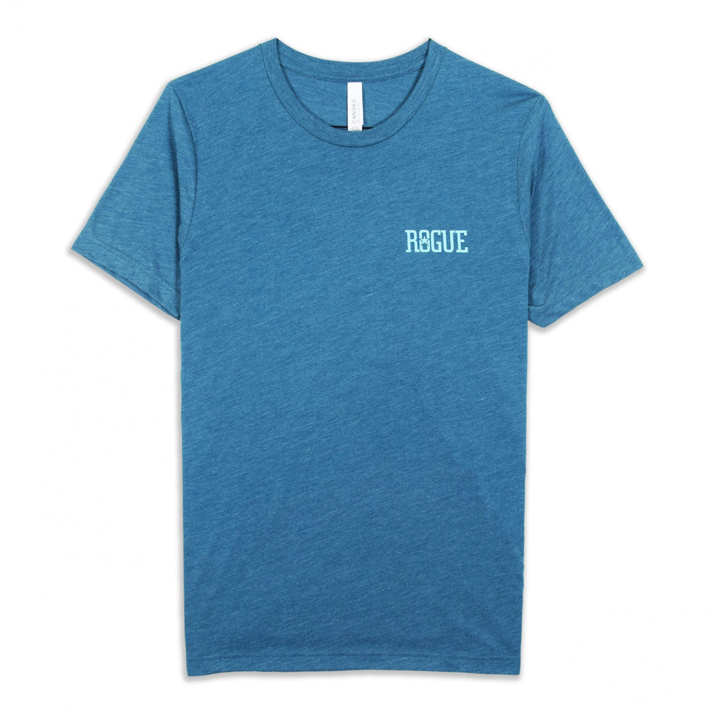 Rogue Ales Classic Tri Blend Steel Blue Front and Back Print T-Shirt Image 2