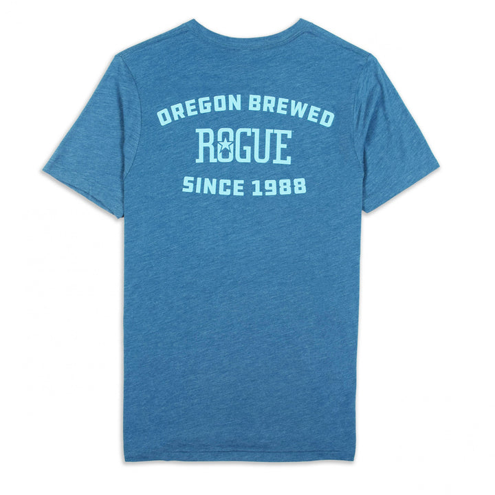 Rogue Ales Classic Tri Blend Steel Blue Front and Back Print T-Shirt Image 3