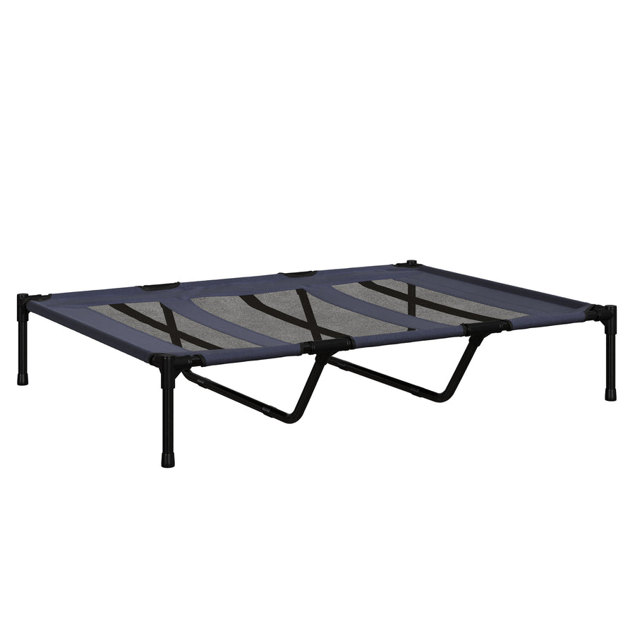 Elevated Dog Bed with Canopy - 48x36-Inch Portable Pet Bed with Non-Slip Feet - Indoor/Outdoor Dog Cot with Carrying Image 1