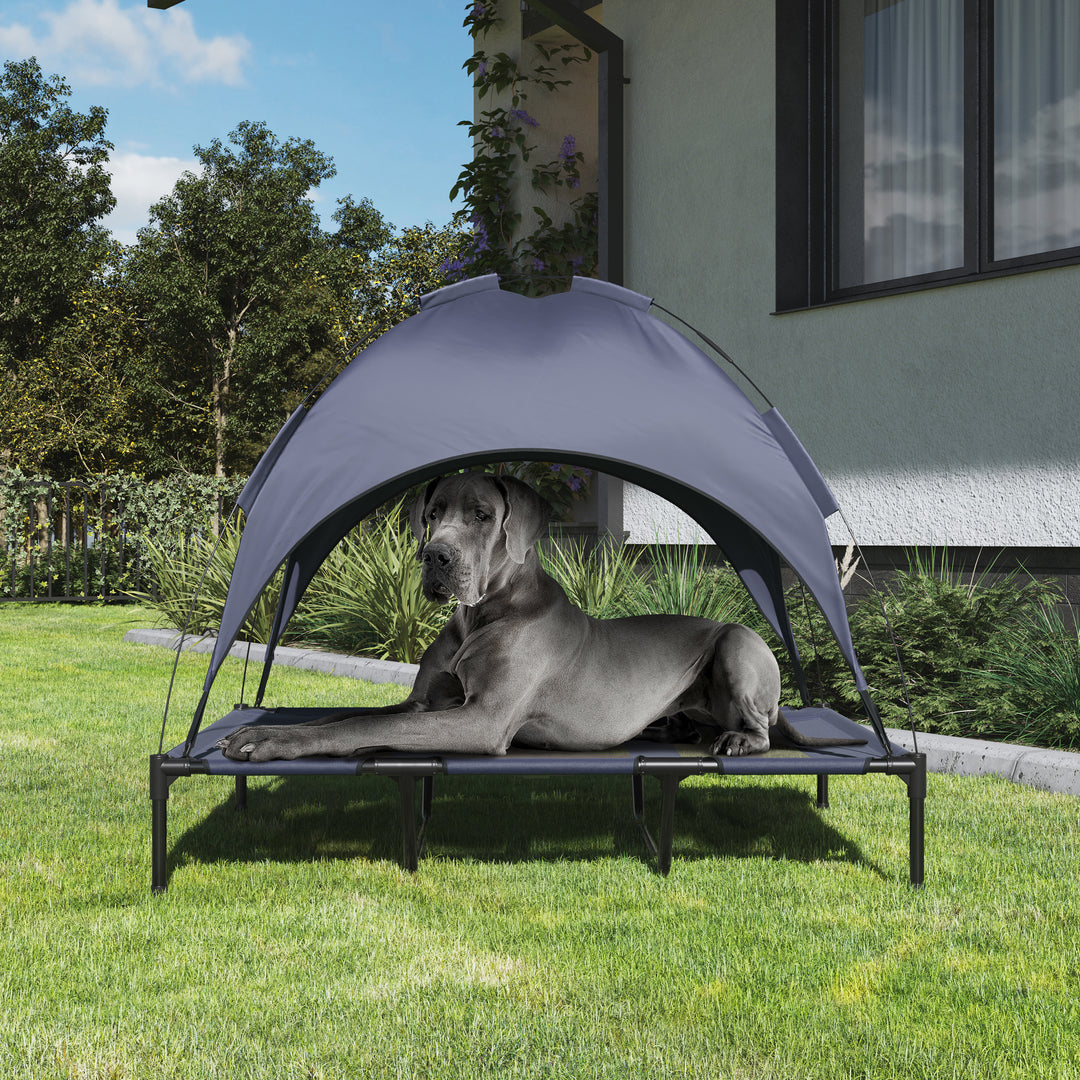 Elevated Dog Bed with Canopy - 48x36-Inch Portable Pet Bed with Non-Slip Feet - Indoor/Outdoor Dog Cot with Carrying Image 3