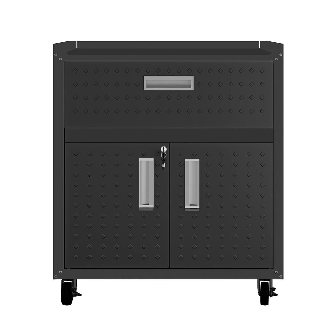 Fortress 3-Piece Mobile Steel Garage Cabinet Set with Worktable Storage Solutions Image 3