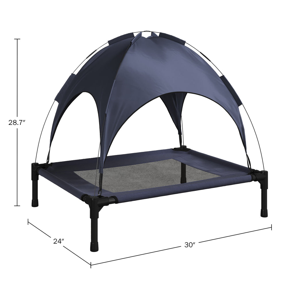 PETMAKER Elevated Dog Bed with Canopy 30x24-Inch Portable Waterproof Blue Image 2