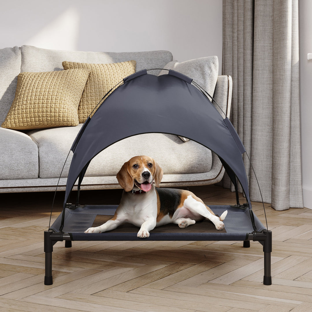 PETMAKER Elevated Dog Bed with Canopy 30x24-Inch Portable Waterproof Blue Image 3