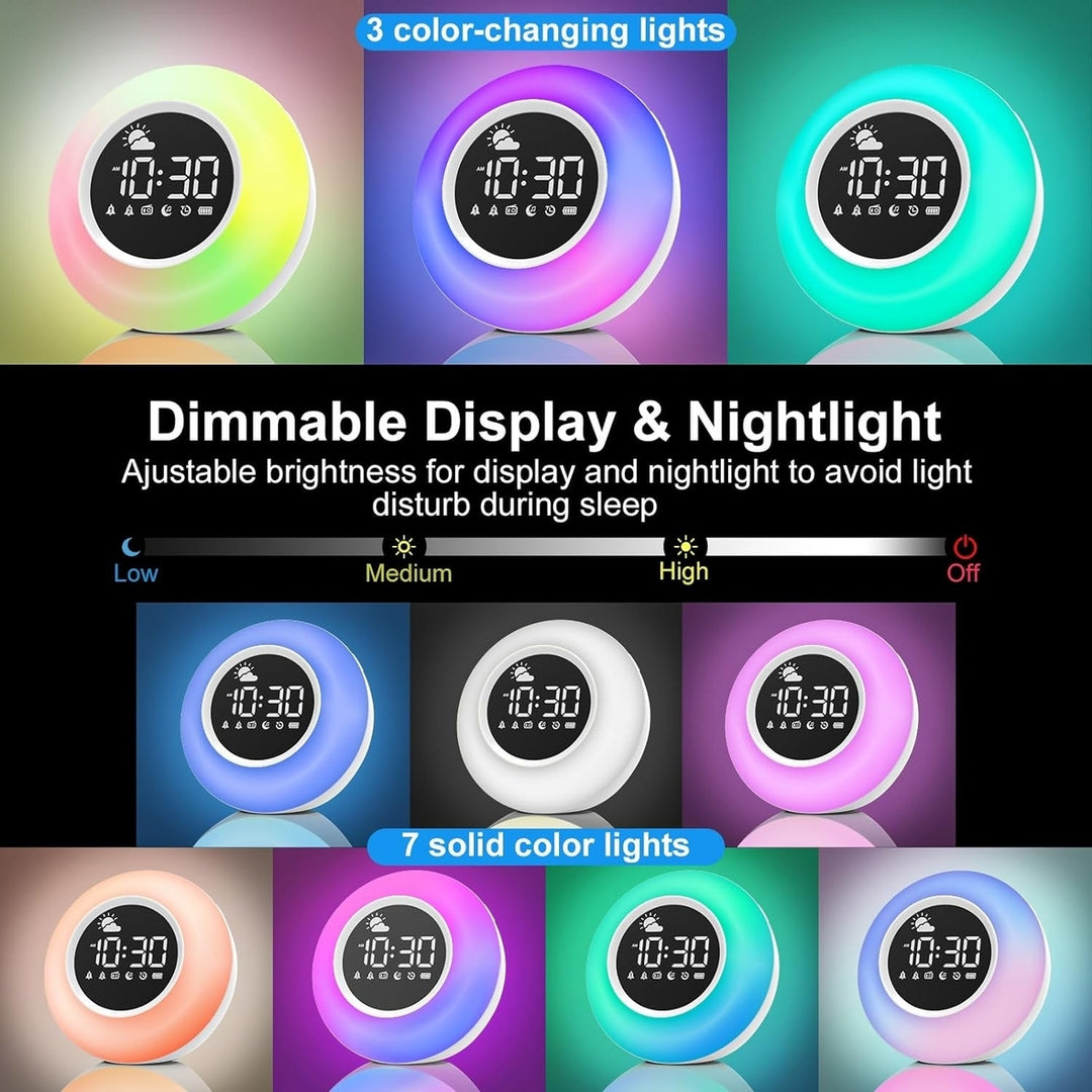 Color Changing Alarm Clock Night Light Sleep Sound Machine Image 4