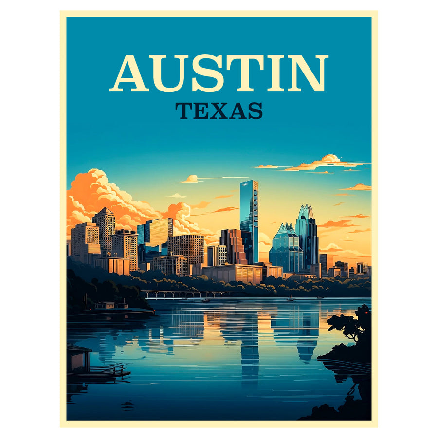 Exclusive Austin Texas Collectible - Vintage Travel Poster Art Image 1