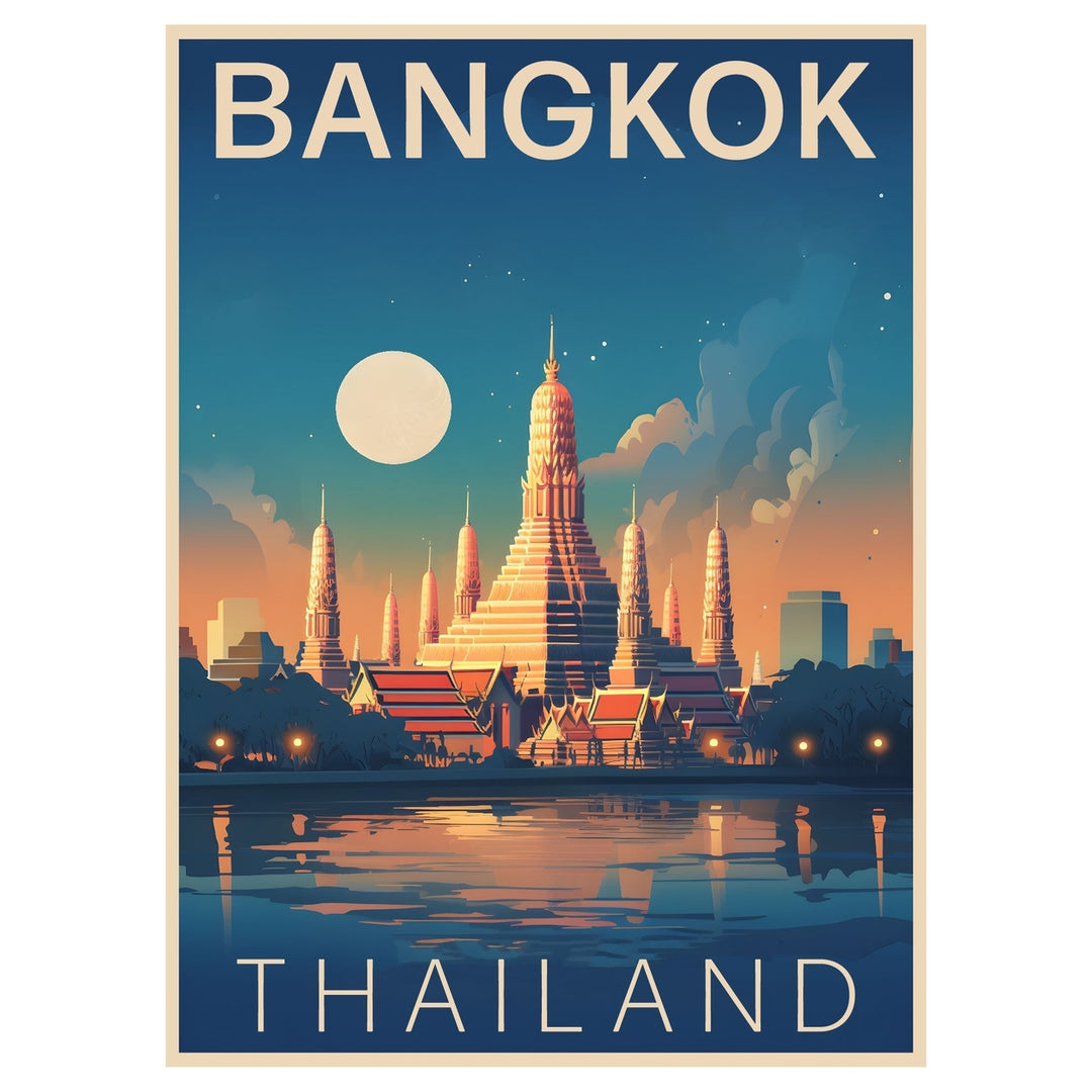 Exclusive Bangkok Thailand Collectible - Vintage Travel Poster Art Image 1