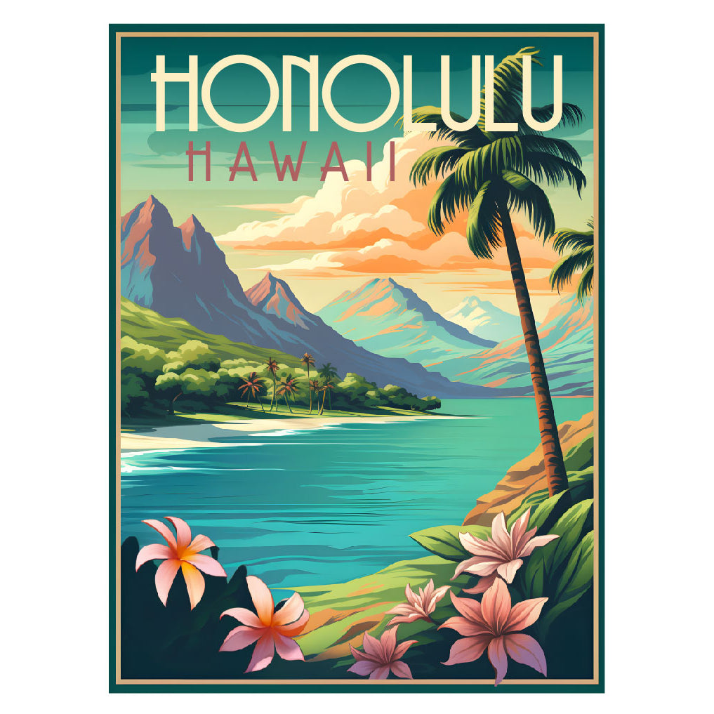 Exclusive Honolulu Hawaii Collectible - Vintage Travel Poster Art Image 1