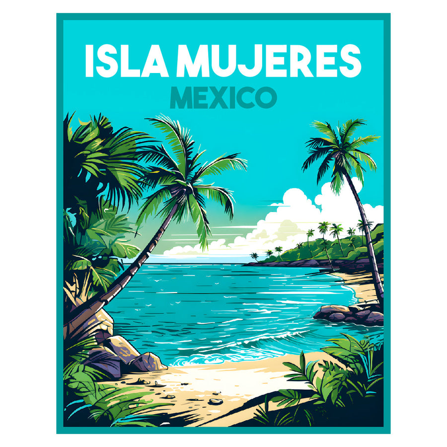 Exclusive Isla Mujeres Mexico Collectible - Vintage Travel Poster Art Image 1