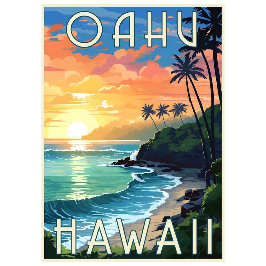 Exclusive Oahu Hawaii Collectible - Vintage Travel Poster Art Image 1