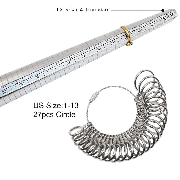 1 Set Metal Professional Jewelry Tools Finger Gauge Ring Sizer Measuring For DIY Image 4